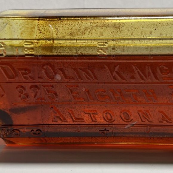 7 1/4” Antique Medicine 3/4 Full! Medicine Bottle￼￼...